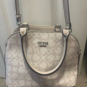 GUESS White and Light Pink Crossbody Bag